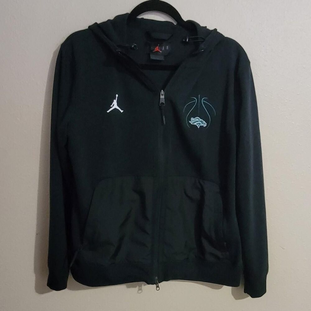 Jordan Black Hoodie Size Large Dri-FIT Basketball Zip Pockets Casual Streetwear